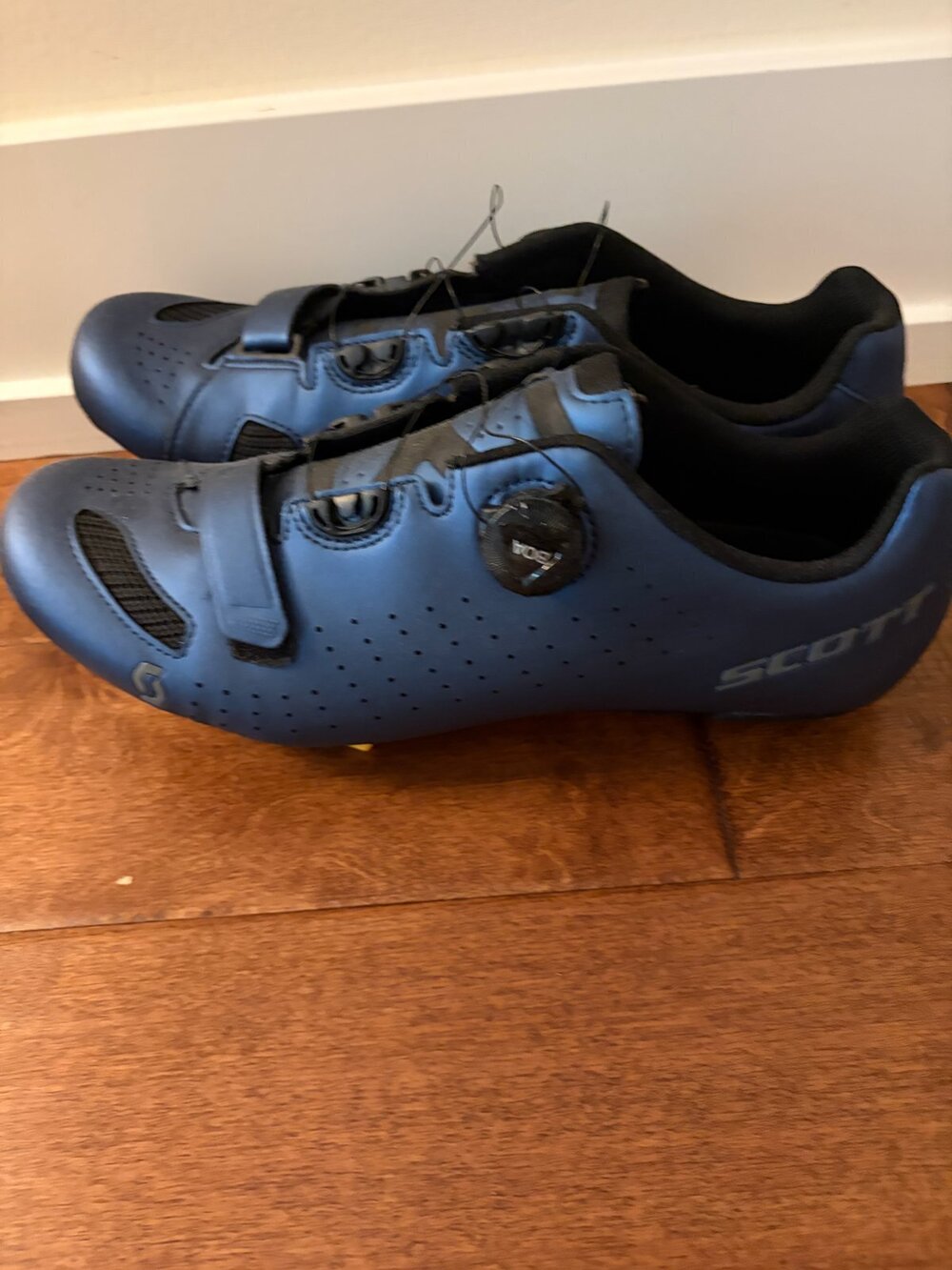 Scott Road Cycling Shoes BOA Metallic Blue Cleats Installed Men's 12.5 EU 47